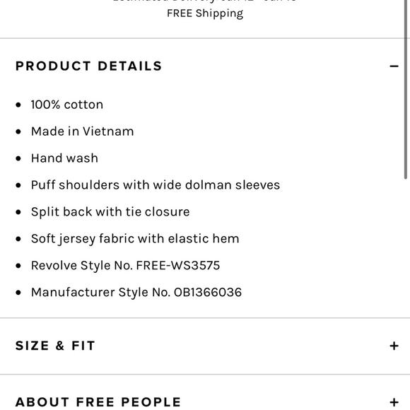 Free People Top NWT No Ordinary Split Back Tie Puff Sleeve Womens Size XS $128 - Picture 7 of 7